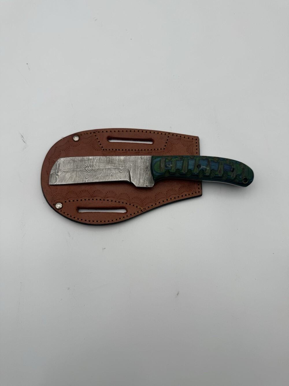 Handmade Damascus Steel Fixed Blade Knife w/ Leather Sheath – Pakistan Made NEW